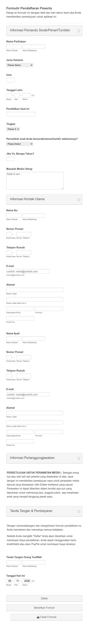 Formulir Pendaftaran Peserta
