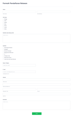 Formulir Pendaftaran Relawan Form Template