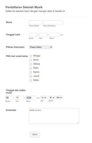 Formulir Pendaftaran Sekolah Musik