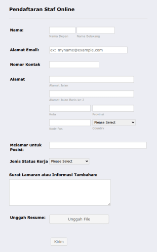 Formulir Pendaftaran Staf Online