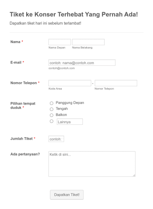 Formulir Pendaftaran Tiket Konser Form Template