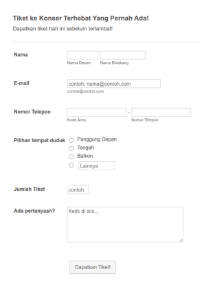 Formulir Pendaftaran Tiket Konser
