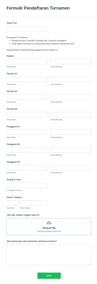 Formulir Pendaftaran Turnamen