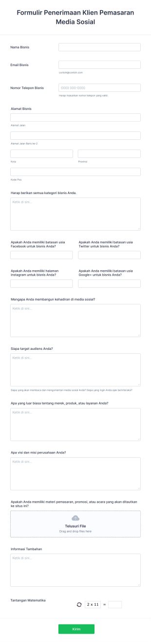 Formulir Penerimaan Klien Pemasaran Media Sosial