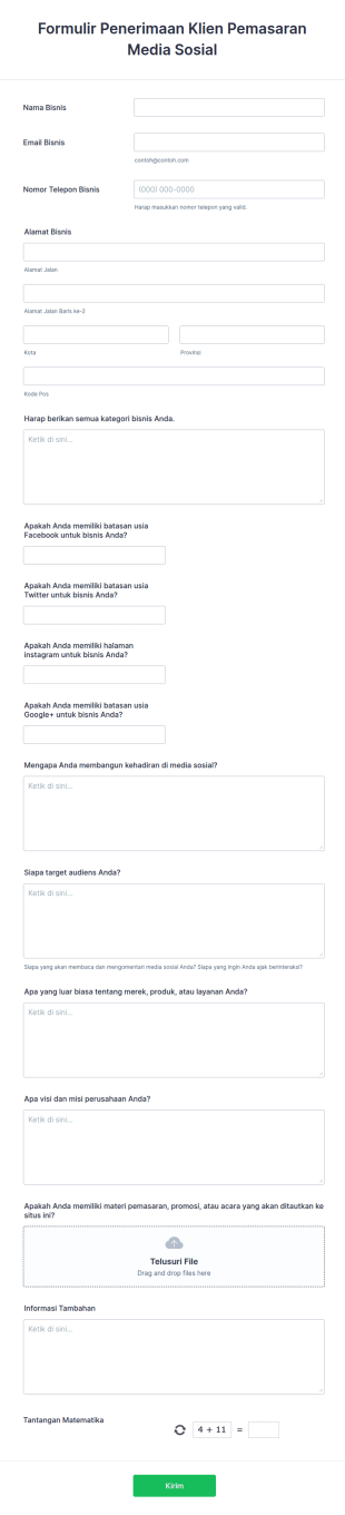 Formulir Penerimaan Klien Pemasaran Media Sosial
