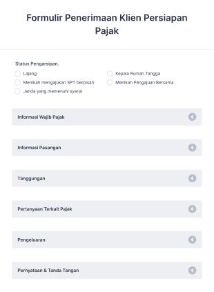 Formulir Penerimaan Klien Persiapan Pajak Form Template