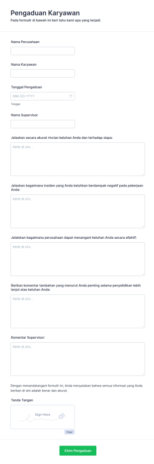 Formulir Pengaduan Karyawan