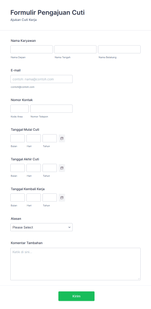 Formulir Pengajuan Cuti Form Template