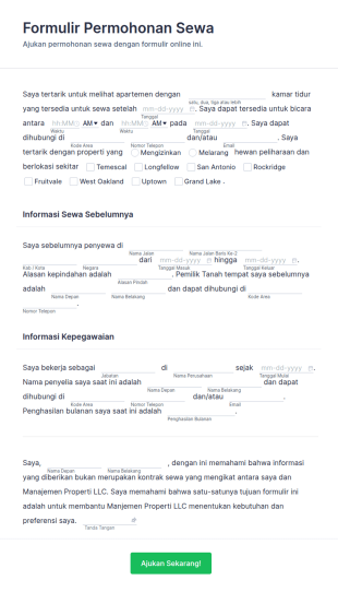 Formulir Pengajuan Sewa Rumah