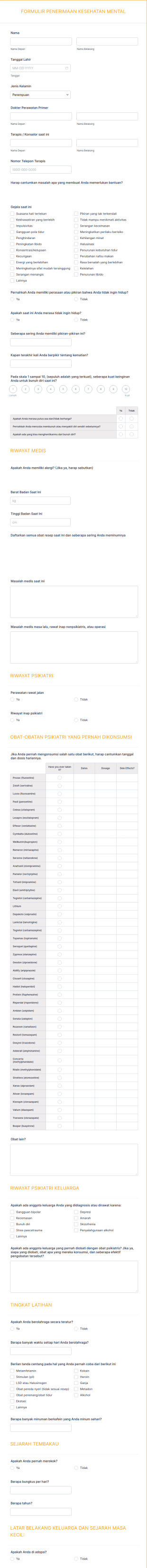 Formulir Pengambilan Data Kesehatan Mental