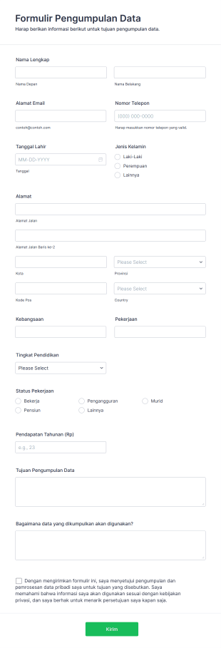Formulir Pengumpulan Data Form Template