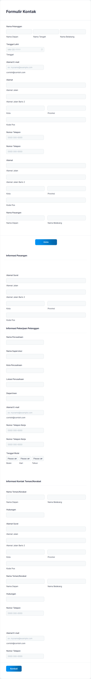 Formulir Pengumpulan Informasi Kontak Form Template
