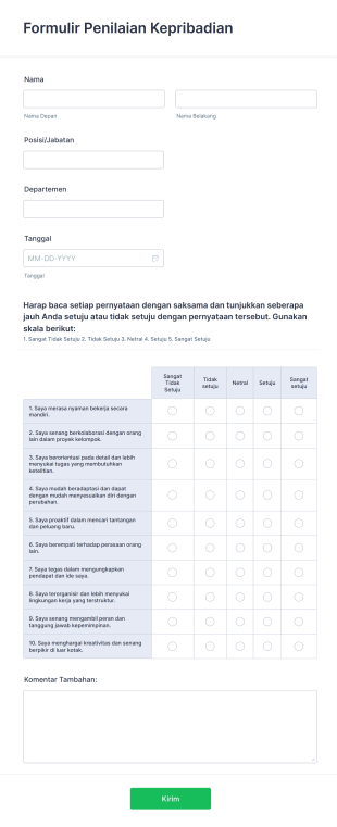 Formulir Penilaian Kepribadian