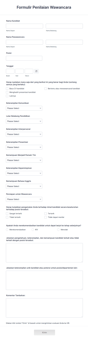 Formulir Penilaian Wawancara