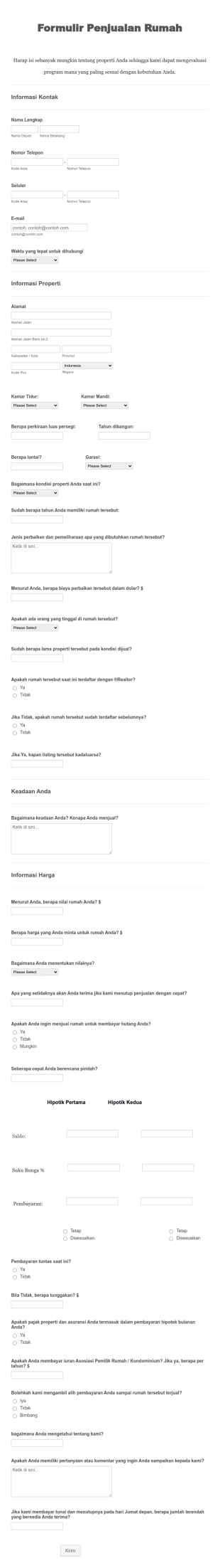 Formulir Penjualan Rumah
