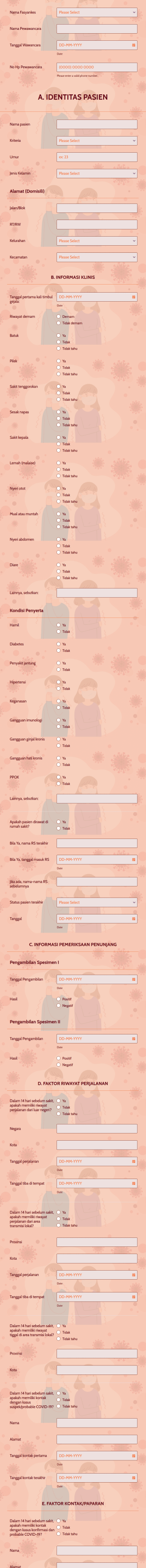 Formulir Penyelidikan Epidemiologi COVID 19