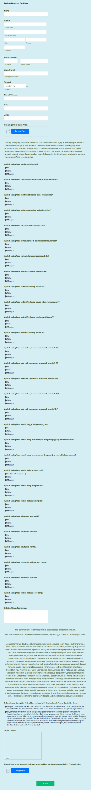 Formulir Penyerahan Anjing