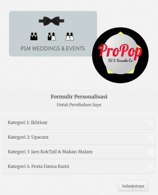 Formulir Perencanaan DJ Pernikahan