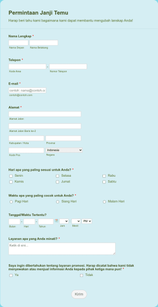 Formulir Permintaan Janji Temu Form Template
