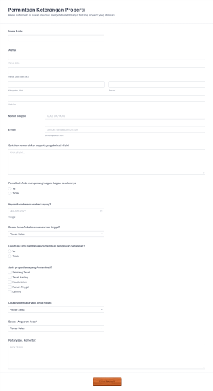 Formulir Permintaan Keterangan Properti Form Template