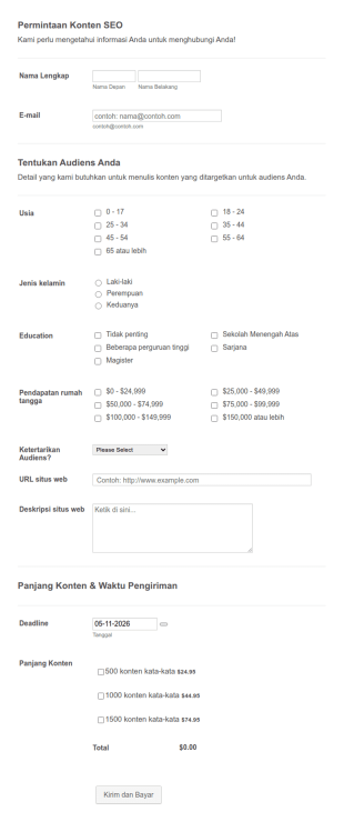 Formulir Permintaan Konten SEO