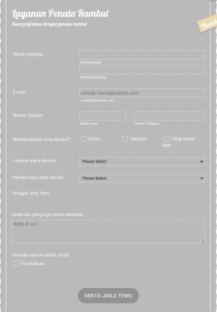 Formulir Permintaan Penunjukan Penata Rambut Form Template