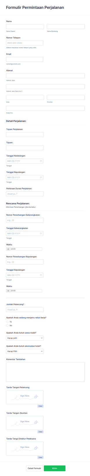 Formulir Permintaan Perjalanan