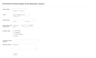 Formulir Permintaan Perkiraan Biaya Layanan