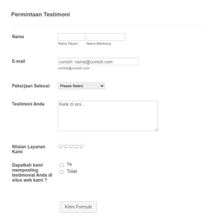 Formulir Permintaan Testimoni