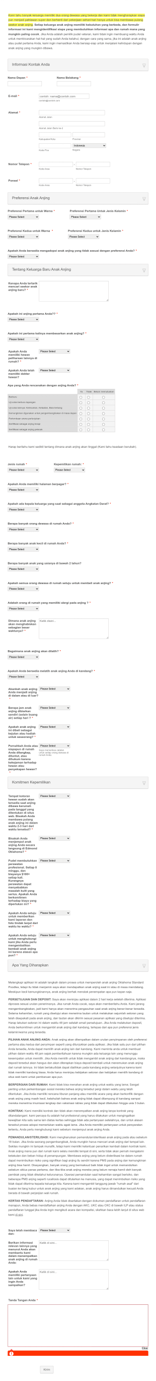 Formulir Permohonan Adopsi Anak Anjing Form Template