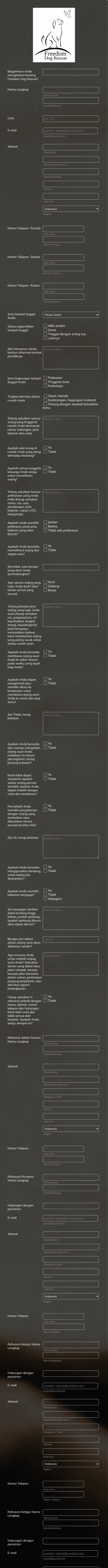 Formulir Permohonan Hak Asuh Binatang Form Template