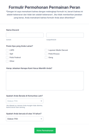 Formulir Permohonan Permainan Peran