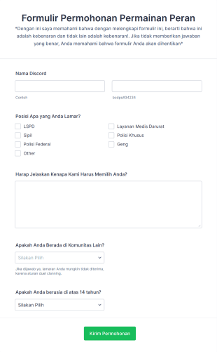 Formulir Permohonan Permainan Peran Form Template