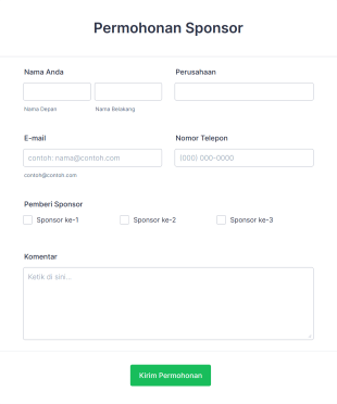 Formulir Permohonan Sponsor Form Template