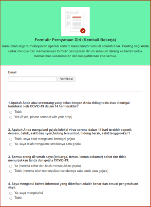 Formulir Pernyataan Diri COVID 19
