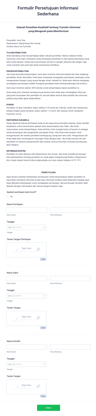 Formulir Persetujuan Informasi Sederhana