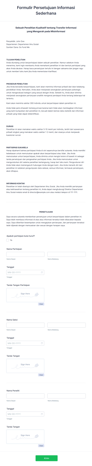 Formulir Persetujuan Informasi Sederhana