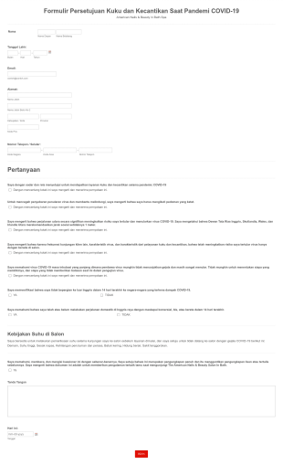 Formulir Persetujuan Kuku Dan Kecantikan Saat Pandemi COVID 19