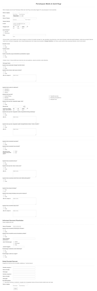 Formulir Persetujuan Medis Dan Ganti Rugi Form Template