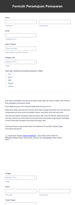 Formulir Persetujuan Pemasaran