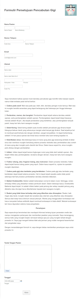 Formulir Persetujuan Pencabutan Gigi Form Template