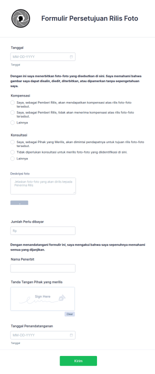 Formulir Persetujuan Rilis Foto