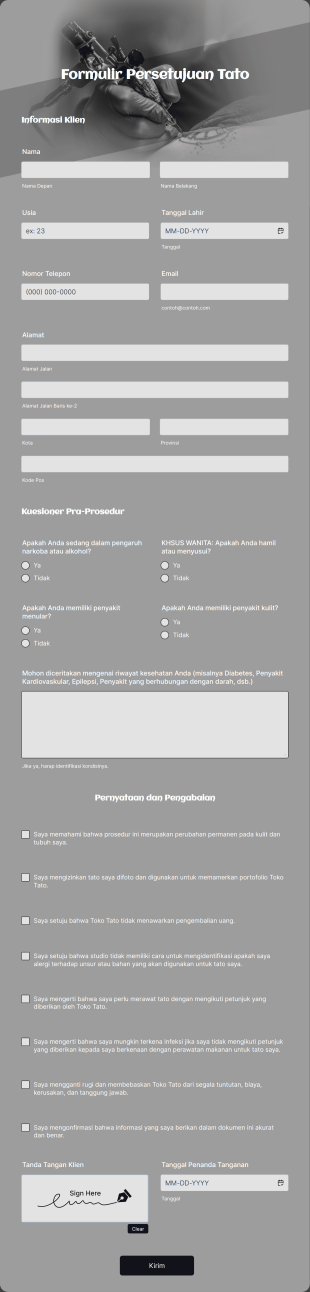 Formulir Persetujuan Tato Form Template