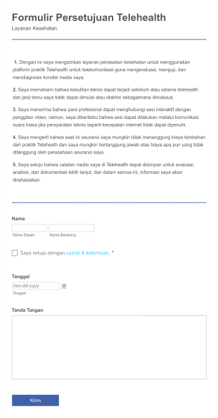 Formulir Persetujuan Telehealth Form Template