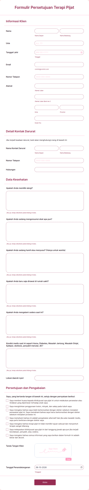 Formulir Persetujuan Terapi Pijat