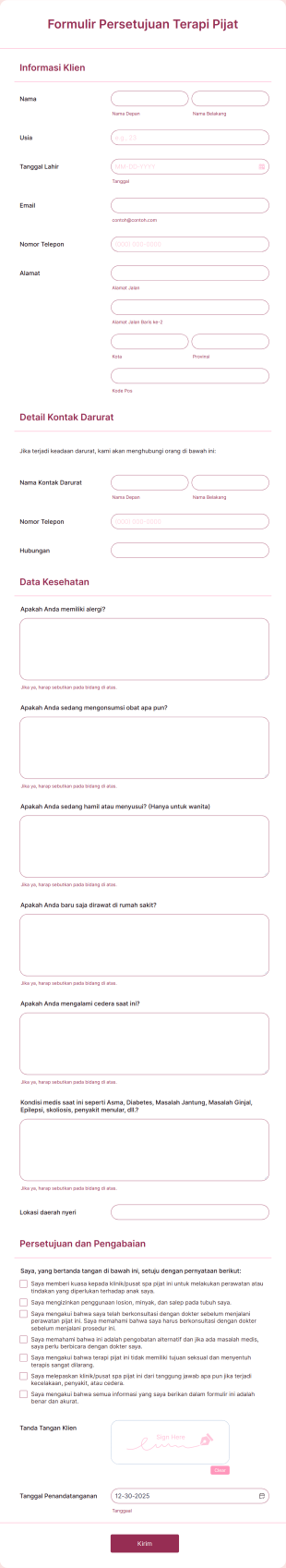 Formulir Persetujuan Terapi Pijat