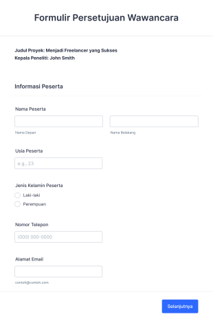 Formulir Persetujuan Wawancara Form Template