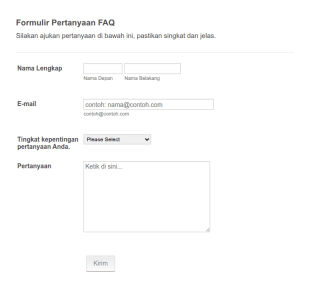 Formulir Pertanyaan FAQ