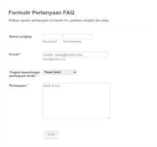 Formulir Pertanyaan FAQ Form Template