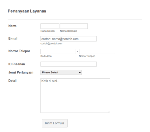 Formulir Pertanyaan Layanan